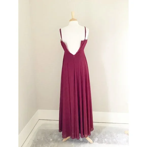 Lulu's Burgundy Red Sleeveless V-Neck Maxi Dress S - Picture 3 of 9